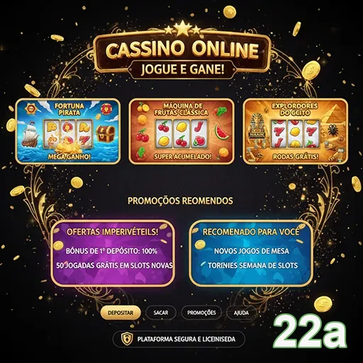 Imagem de jogos de cassino online reforçando legalidade na plataforma 22a